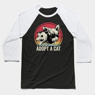 Adopt A Cat Funny Raccoon Opossum Baseball T-Shirt